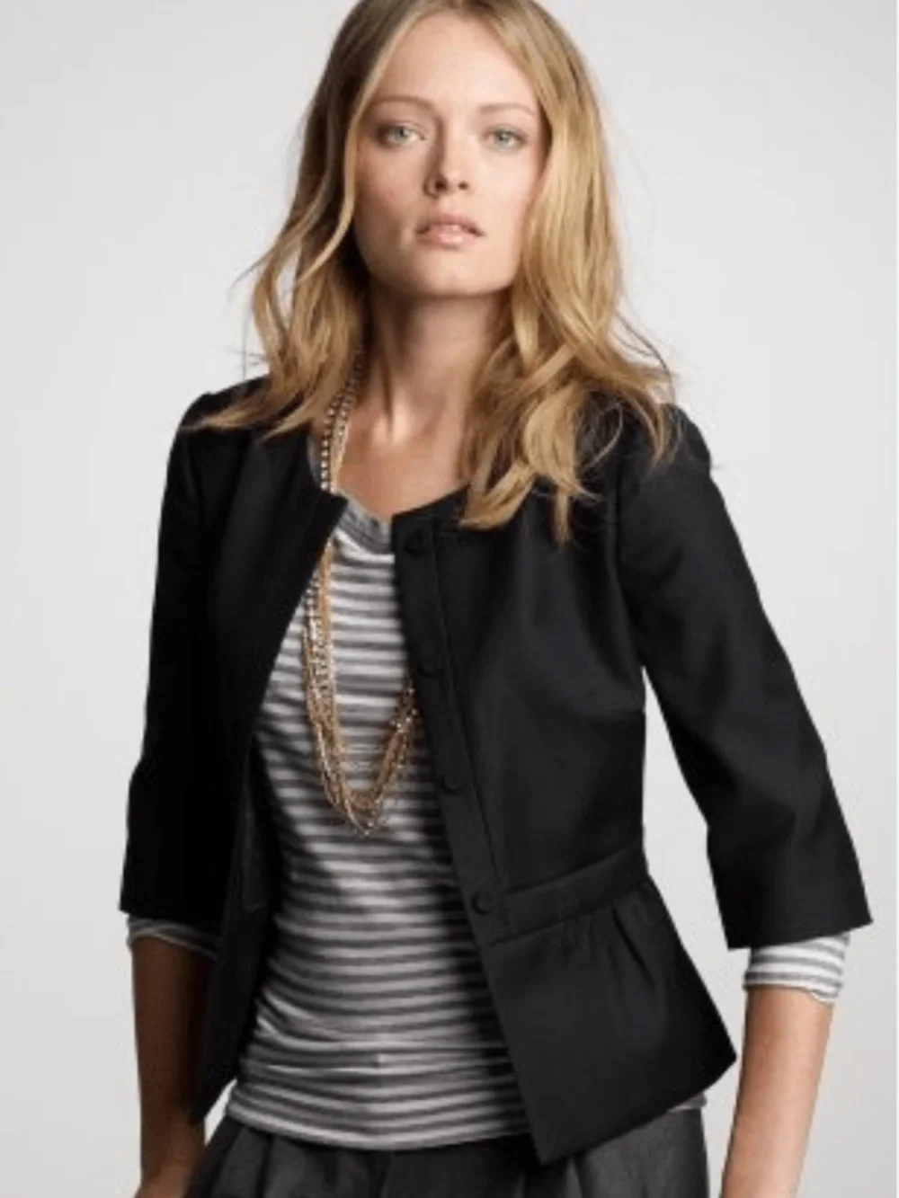 J. Crew Super 120s Wool Peplum Jacket In Black Size 8
